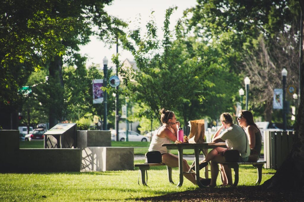 Bench in Park with People